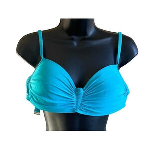 La Blanca Swim Bikini Top Size 6 Blue Loop Hook Closure Beach Ready Swimwear